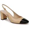 Veronica Beard Cecile Cap Toe Slingback Sandal In Wheat/black