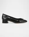 Veronica Beard Cecile Square Toe Pump In Black Croco Print Leather