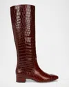 Veronica Beard Cecile Croc-embossed Tall Boot In Sepia