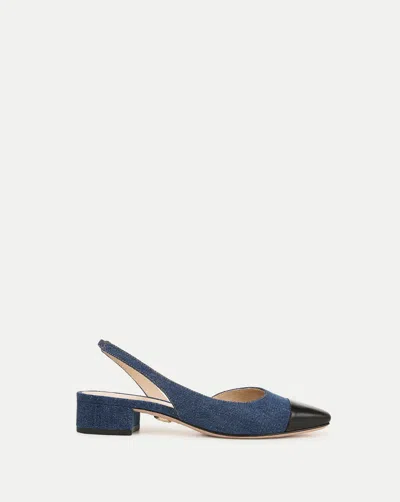 Veronica Beard Cecile Denim Cap-toe Slingback Indigo Black In Indigo/black