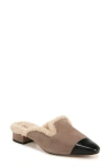 Veronica Beard Cecile Genuine Shearling Mule In Taupe/black