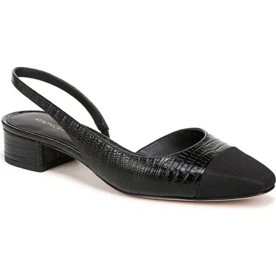 Veronica Beard Cecile Lizard-embossed Slingback Ballerina Flats In Black/black 2