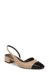 Veronica Beard Cecile Leather Slingback Ballerina Flats In Black/ Ecru