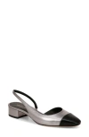 Veronica Beard Cecile Metallic Slingback Ballerina Flats In Silver/black