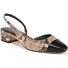 Veronica Beard Cecile Embossed Leather Slingback Flats In Latte/black