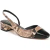 Veronica Beard Cecile Embossed Leather Slingback Flats In Latte/black