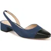 Veronica Beard Cecile Denim Cap-toe Slingback Indigo Black In Mountain Blue/black