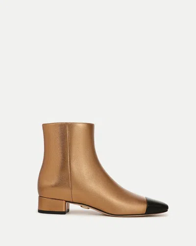Veronica Beard Cecile Leather Cap-toe Bootie In Gold/black
