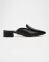 Veronica Beard Cecile Block Heel Mule In Black Leather