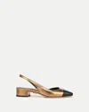 VERONICA BEARD CECILE LEATHER CAP-TOE SLINGBACK GOLD BLACK