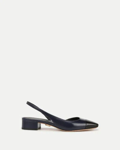 Veronica Beard Cecile Leather Slingback Ballerina Flats In Navy/black