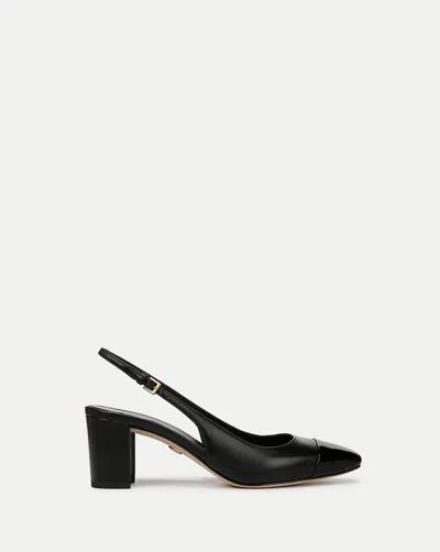 Veronica Beard Cecile Leather Cap-toe Slingback Pump In Black
