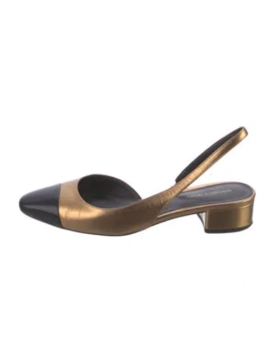 Pre-owned Veronica Beard Cecile Leather Slingback Flats In Multi