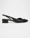 Veronica Beard Cecile Lizard-embossed Slingback Ballerina Flats In Black Lizard Print Leather