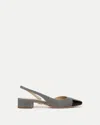 Veronica Beard Cecile Lurex Cap-toe Slingback In Gray