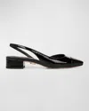Veronica Beard Cecile Mixed Leather Slingback Flats In Black/ Black