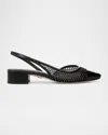 Veronica Beard Cecile Rhinestone Mesh Cap-toe Slingback In Black Crystal Mesh Fabric