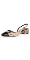 Veronica Beard Cecile Embossed Leather Slingback Flats In Latte/black
