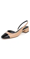 Veronica Beard Cecile Leather Slingback Ballerina Flats In Bisque/black