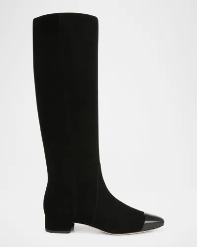Veronica Beard Cecile Suede Tall Boot In Black