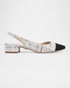 Veronica Beard Cecile Tweed Slingback Ballerina Pumps In Multi White