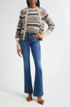 Veronica Beard Cecily Mixed Stripe Cotton Cardigan In Multi