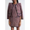 Veronica Beard Ceres Metallic Cotton Blend Tweed Jacket In Red Blaze/navy Multi