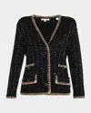 Veronica Beard Ceriani Sequin-embellished Tweed Jacket In Black
