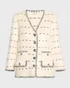Veronica Beard Ceriani Knit Jacket With Sequin In Off White/navy