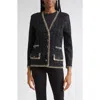 Veronica Beard Ceriani Metallic Knit Jacket In Black