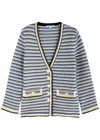 Veronica Beard Ceriani Striped-intarsia Cotton-blend Jacket In Blue