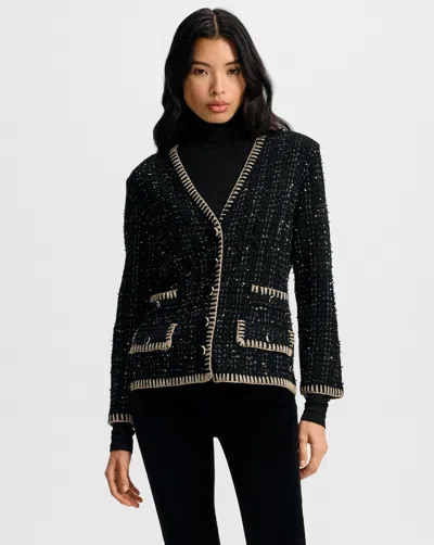 Veronica Beard Ceriani Tweed Jacket In Black
