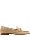 Veronica Beard Chain-embellished Suede Loafers In Brown