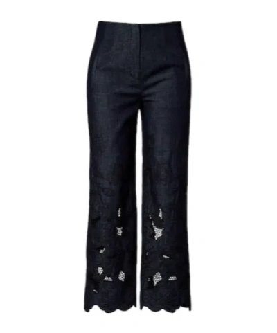 Veronica Beard Chambray Wide-leg Pants In Blue