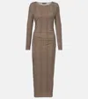 Veronica Beard Charissa Houndstooth Jersey Maxi Dress In Brown