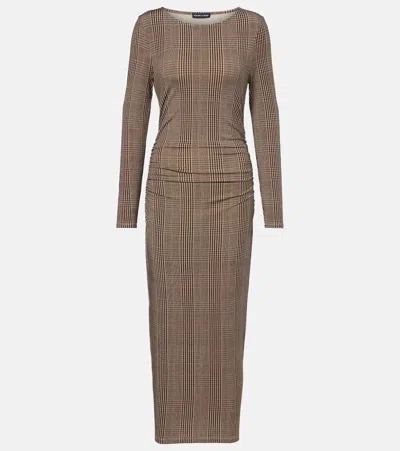 Veronica Beard Charissa Houndstooth Jersey Maxi Dress In Brown