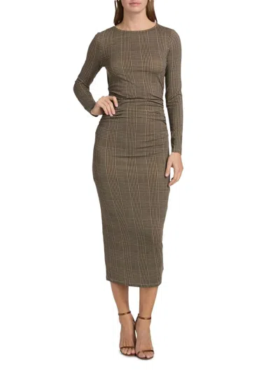 Veronica Beard Charissa Long Sleeve Dress In Dark Acorn Multi