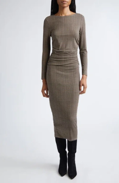 Veronica Beard Char Prince Of Wales Long-sleeve Mini Dress In Brown