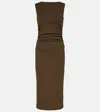 Veronica Beard Charissa Ruched Cotton-blend Midi Dress In Green