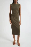Veronica Beard Charissa Sleeveless Stretch Cotton Midi Dress In Green