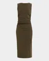 Veronica Beard Charissa Sleeveless Stretch Cotton Midi Dress In Brown