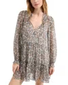 Veronica Beard Charles Printed Silk-blend Mini Dress In Gray