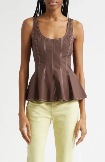 Veronica Beard Charlie Peplum Tank In Brown