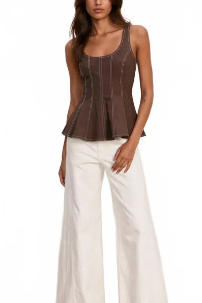 Veronica Beard Charlie Peplum Top In Dark Mocha In Brown