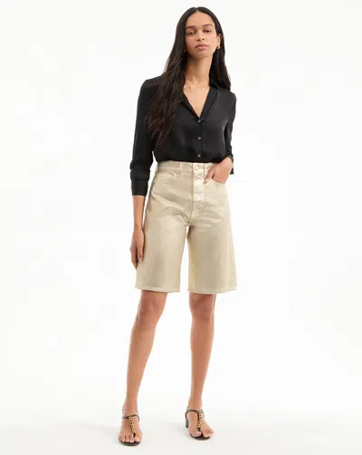 Veronica Beard Charlotte Longline Metallic Short In Neutral