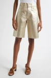 VERONICA BEARD VERONICA BEARD METALLIC BERMUDA DENIM SHORTS