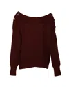 Veronica Beard Chase Off Shoulder Sweater In Burgundy Alpaca Wool In Red