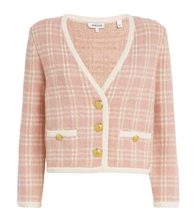 Veronica Beard Check Claudine Cardigan In Pink