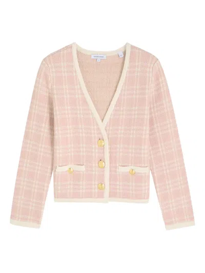 Veronica Beard Check-pattern Cardigan In Pink