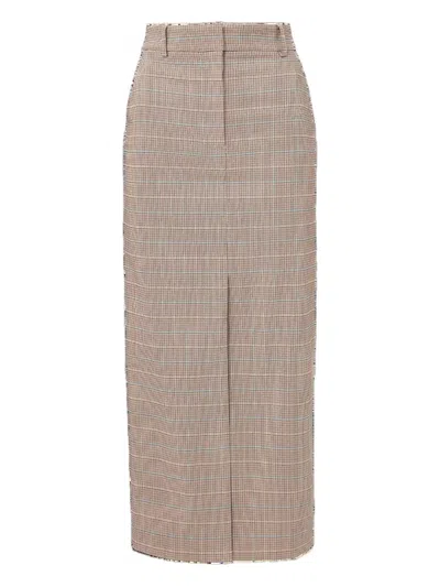 VERONICA BEARD CHECK-PATTERN SPLIT MIDI SKIRT